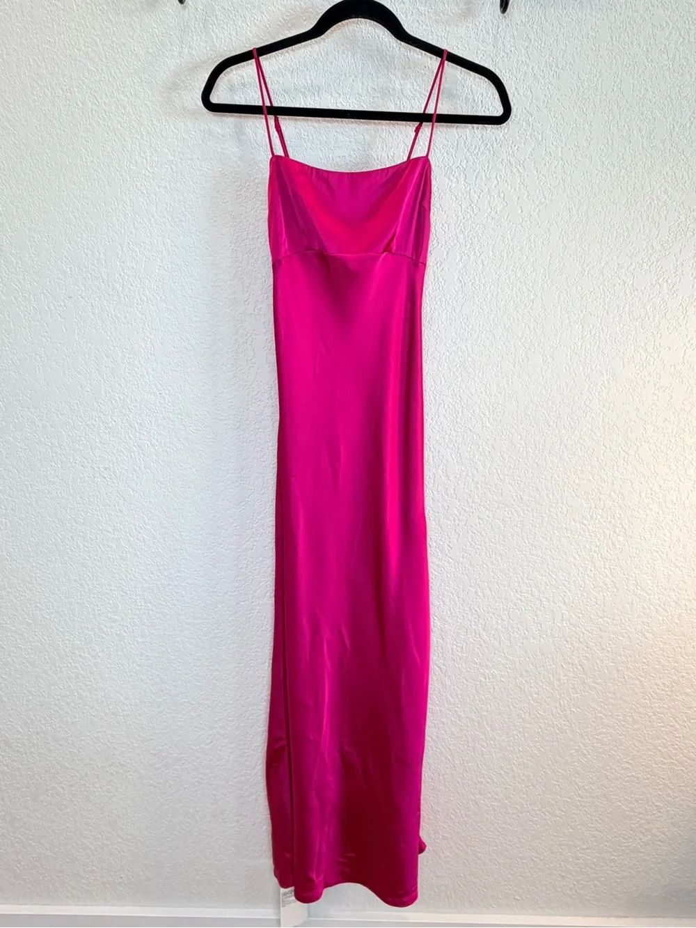 Abercrombie & Fitch Satin Cowl Back Slip Midi Dress in Hot Pink NWT! Size XS
